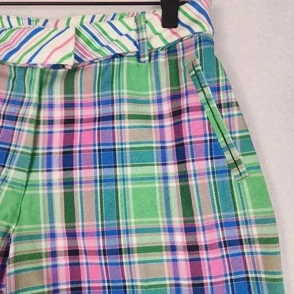 Lady Hagen Women Golf Shorts Size 4 Preppy Plaid Bright Green Pink Blue - Picture 2 of 14